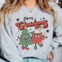  Merry Christmas Christmas Tree & Cocoa Cartoons Crew Sweatshirt