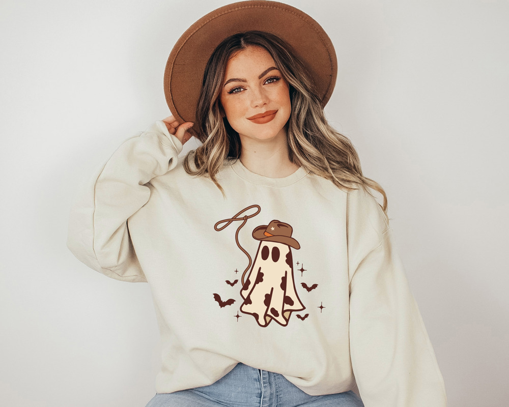 Cowboy Cowprint Ghost Crew Sweatshirt