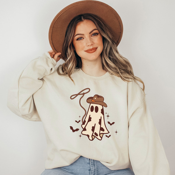 Cowboy Cowprint Ghost Crew Sweatshirt