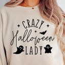  Crazy Halloween Lady Crew Sweatshirt