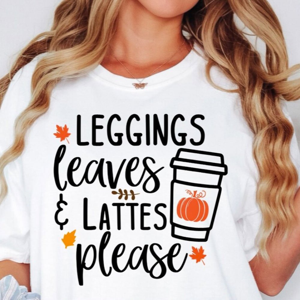 Leggings Leaves  & Lattes Please Tee