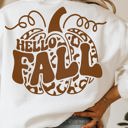  Hello Fall Cheetah Print Pumpkin (Back Print) Crew Sweatshirt