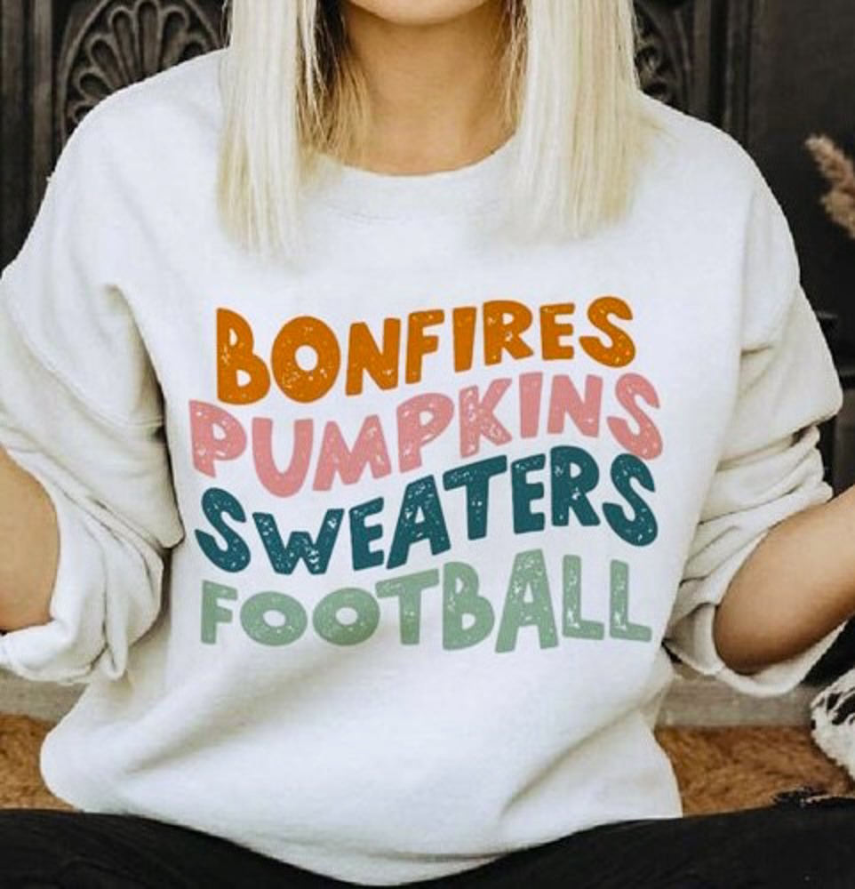 Bonfires Pumpkins Sweaters Football Crew Sweatshirt