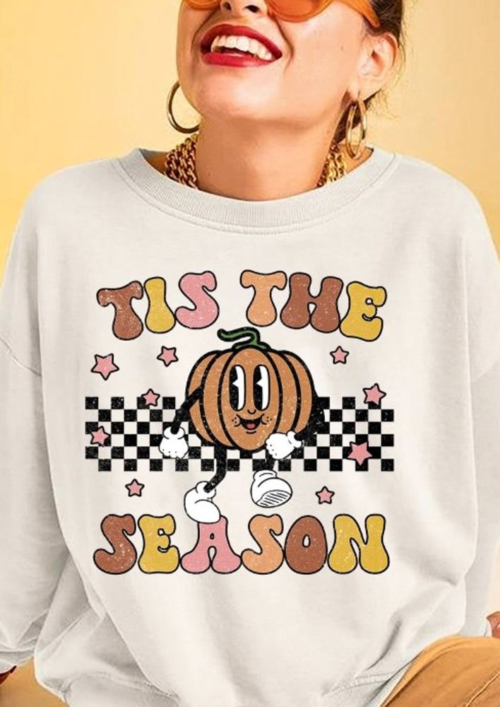 Tis The Season Cartoon Pumpkin Crew Sweatshirt