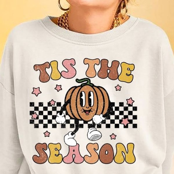 Tis The Season Cartoon Pumpkin Crew Sweatshirt