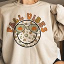  Fall Vibes Cheetah Print Smiley Face Crew Sweatshirt