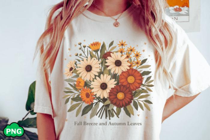 Fall Breeze Autumn Leaves Floral Graphic Tee – Cozy Vintage Fall Aesthetic T-Shirt