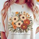  Fall Breeze Autumn Leaves Floral Graphic Tee – Cozy Vintage Fall Aesthetic T-Shirt