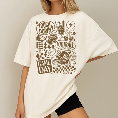 Touch Down Football - Game Day Graphic Tee, Cute Retro Football Shirt, Fall Sports Fan Top, Stadium Style Outfit, Cheer Team Spirit Tee
