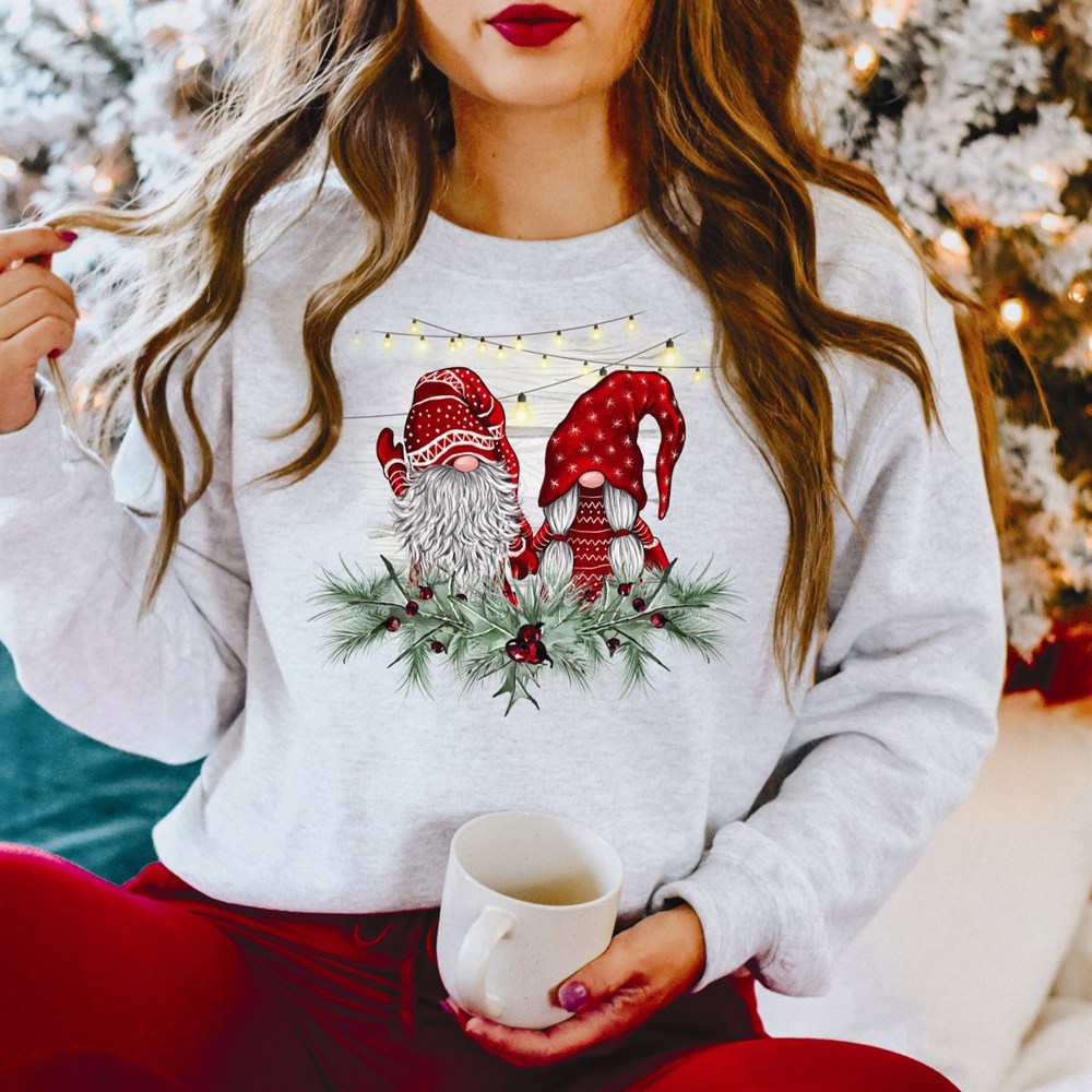 2 Christmas Gnomes Crew Sweatshirt