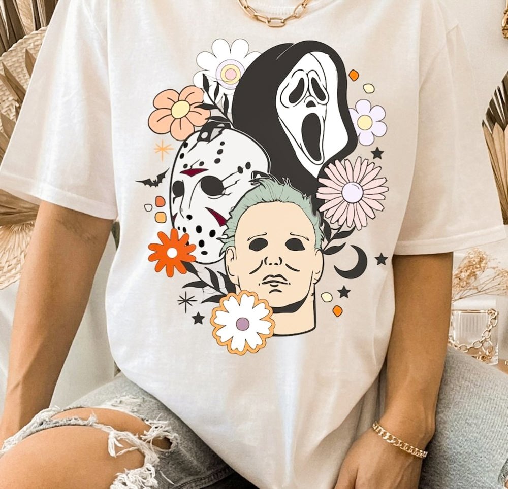 Horror Movie Villains & Flowers Tee