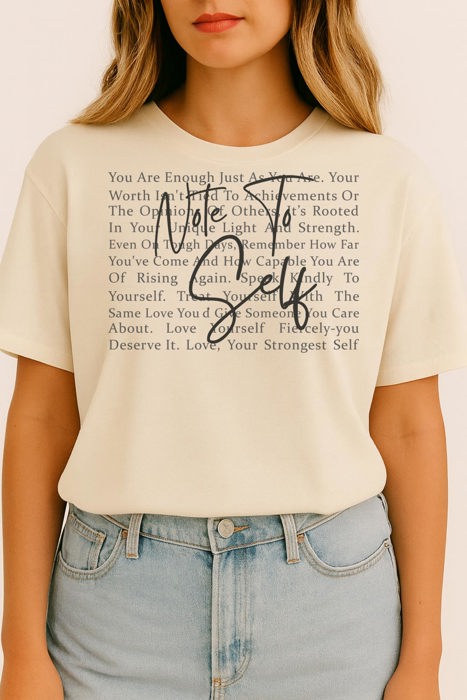 Note to Self Graphic Tee Inspirational Quote T-Shirt Positive Affirmation Self Love Mental Health Top