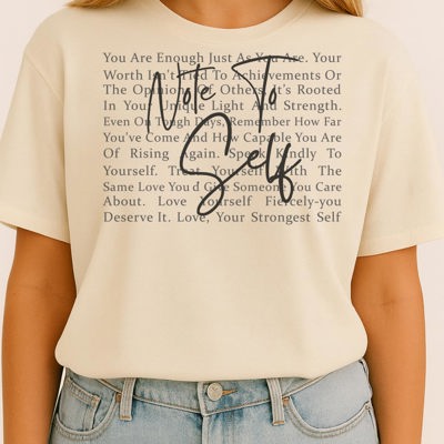 Note to Self Graphic Tee Inspirational Quote T-Shirt Positive Affirmation Self Love Mental Health Top