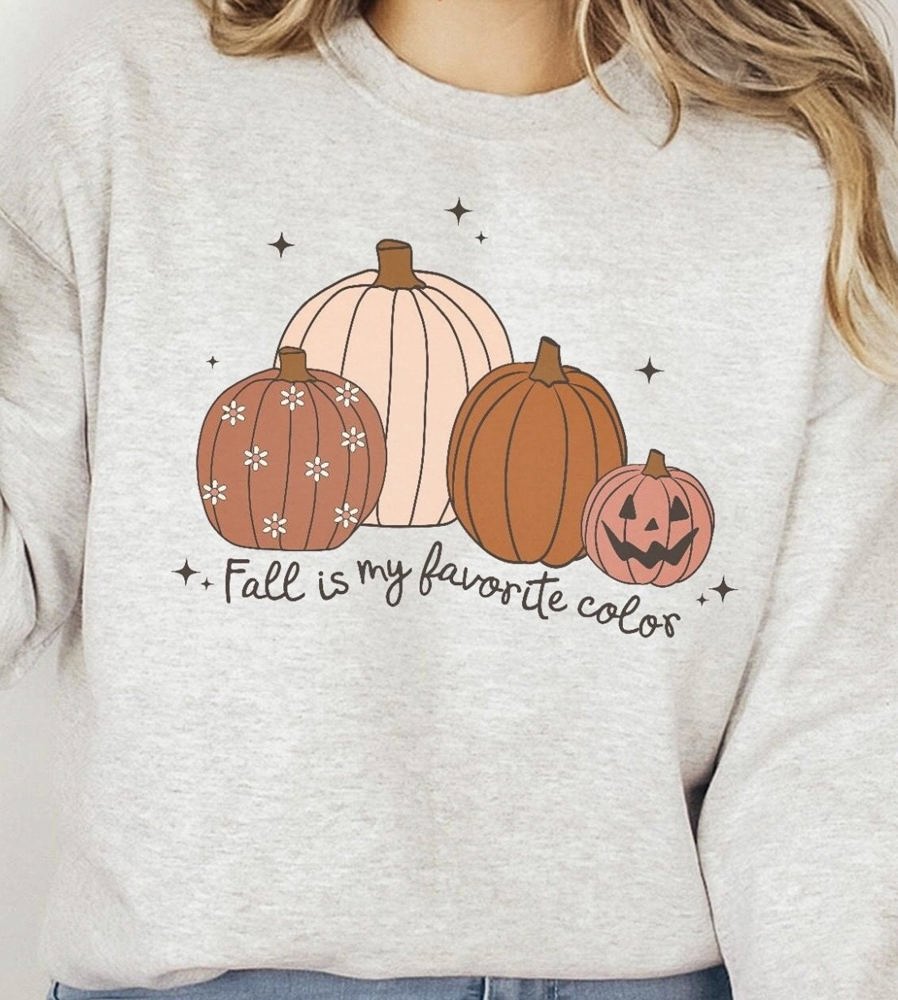 Fall Is My Favorite Color With Pumpkins Crew Sweatshirt