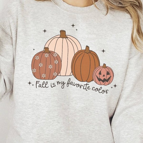 Fall Is My Favorite Color With Pumpkins Crew Sweatshirt