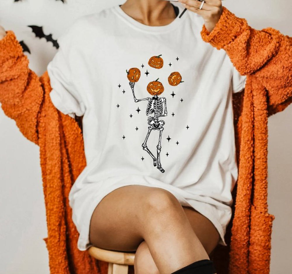 Skeleton Juggling Jack-O-Lanterns Tee