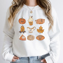  Thanksgiving Food Cartoons Crew Sweatshirt