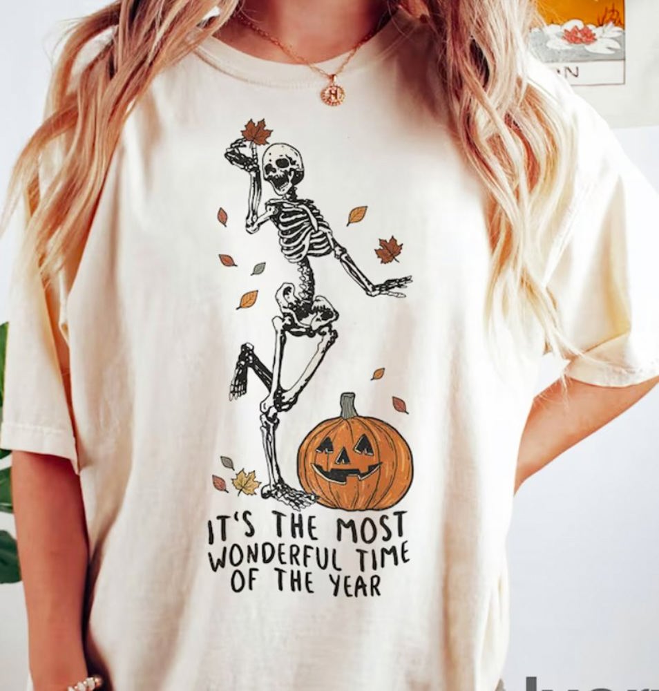 It's The Most Wonderful Time Of The Year Skeleton & Pumpkin Tee