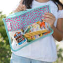 Teal Cheetah Emerson West Zippered Storage Pouch