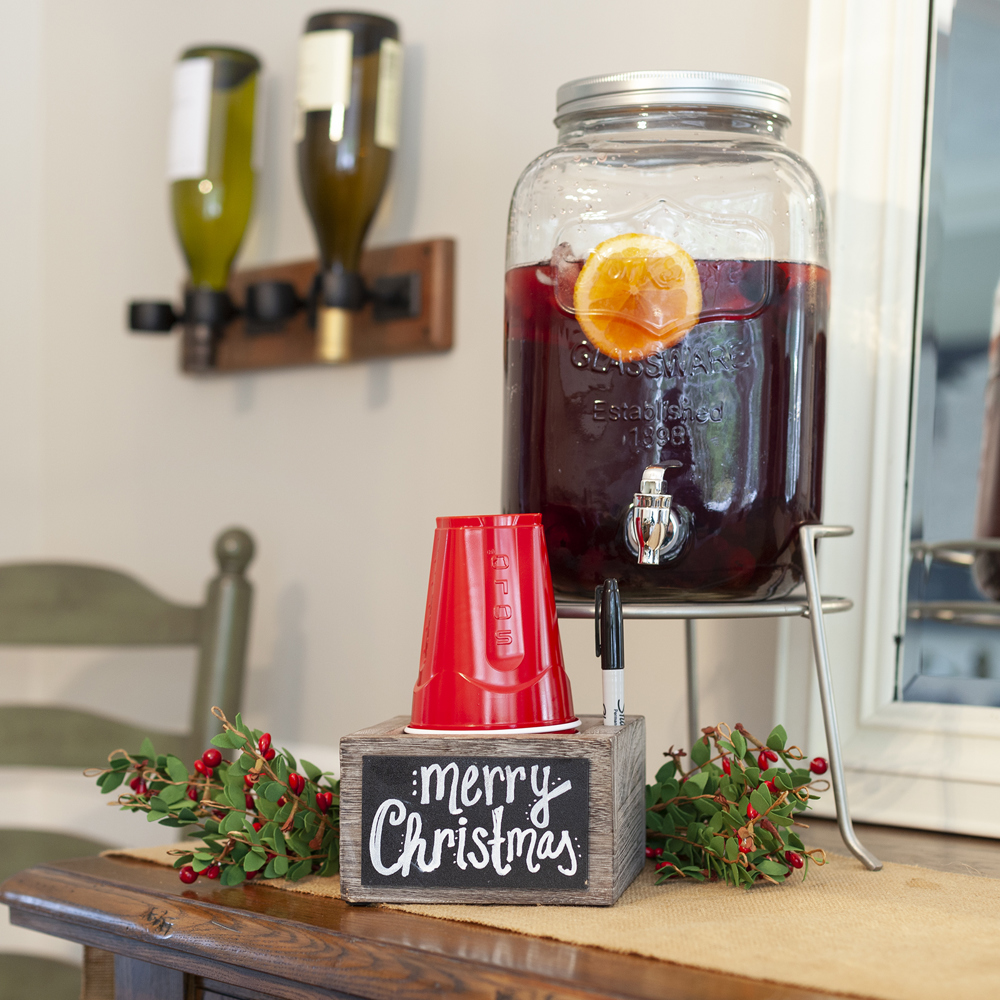 Farmhouse Solo Cup Holder with Chalkboard and Marker Slot