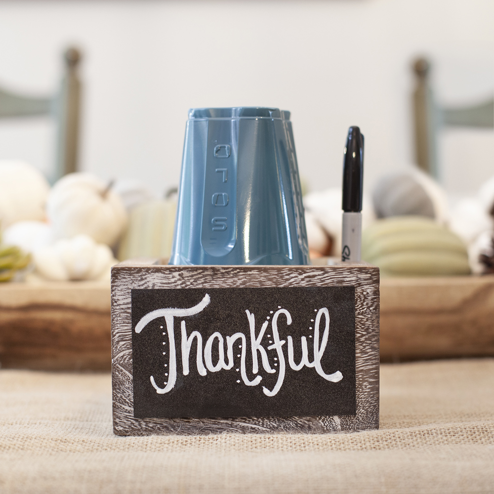 Farmhouse Solo Cup Holder with Chalkboard and Marker Slot