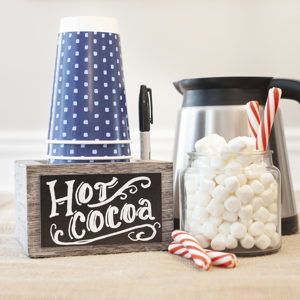 Farmhouse Solo Cup Holder with Chalkboard and Marker Slot