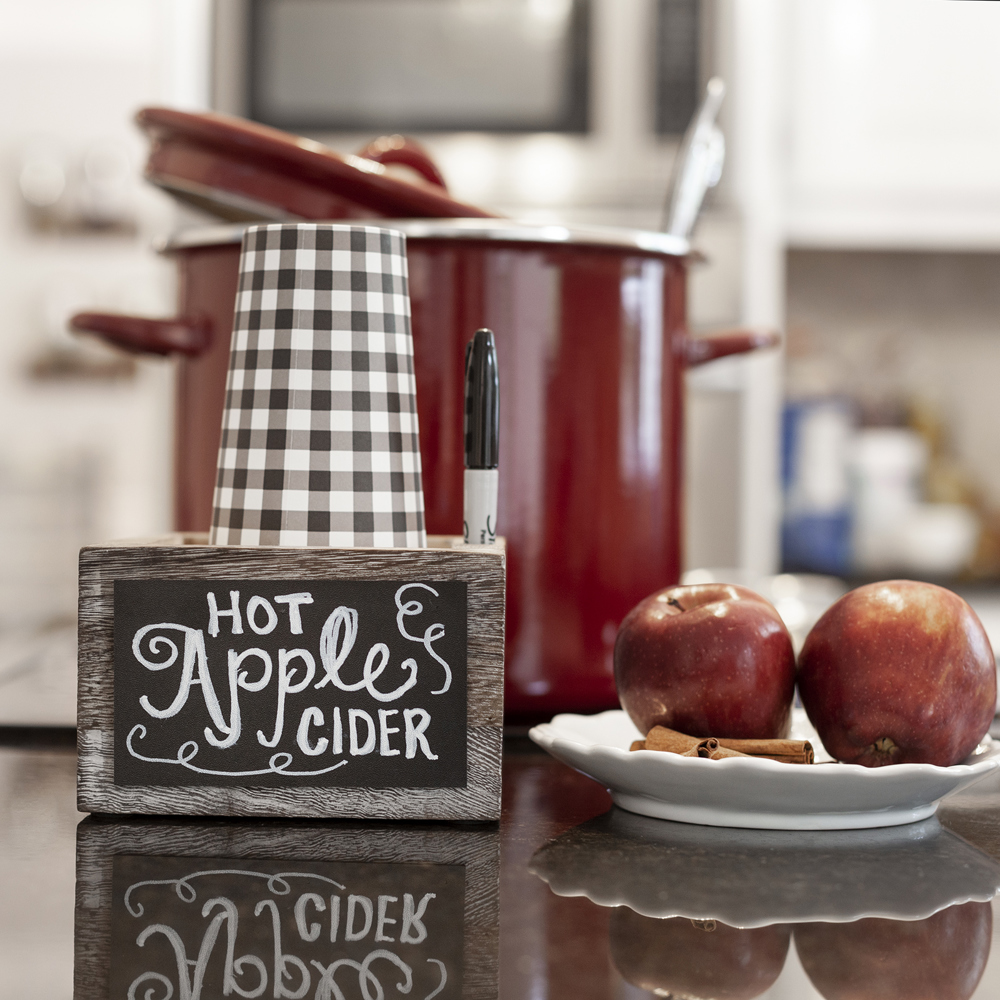 Farmhouse Solo Cup Holder with Chalkboard and Marker Slot