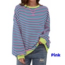  Women Striped Oversized Sweatshirt Color Block Crew Neck Long Sleeve Shirt Casual Pullover Top Fall Y2K Clothes