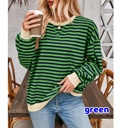  Women Striped Oversized Sweatshirt Color Block Crew Neck Long Sleeve Shirt Casual Pullover Top Fall Y2K Clothes