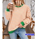  Women Striped Oversized Sweatshirt Color Block Crew Neck Long Sleeve Shirt Casual Pullover Top Fall Y2K Clothes