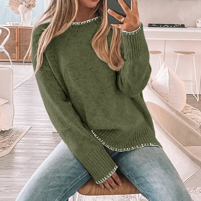 Fashion Trimming Knited Sweater