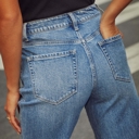  Women Trendy Crop Straight Leg Jeans Rolled Denim Pants