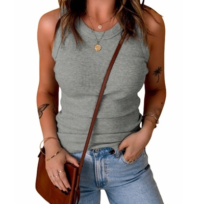 Women Tank Tops Summer Sleeveless Basic Cami Top Shirt Slim Knit Ribbed Racerback Blouses