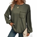  Casual Solid Crewneck Knitted Loose Fit Pullover Shirts Tops