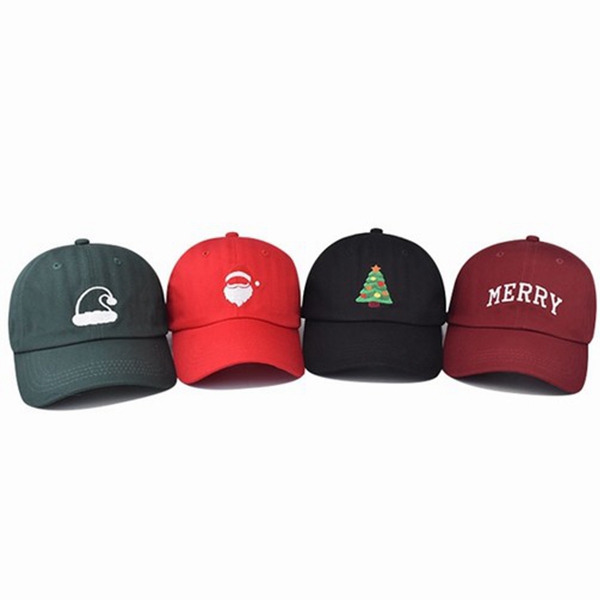 Cotton Adjustable Embroidered Merry Xmas  Baseball Hats