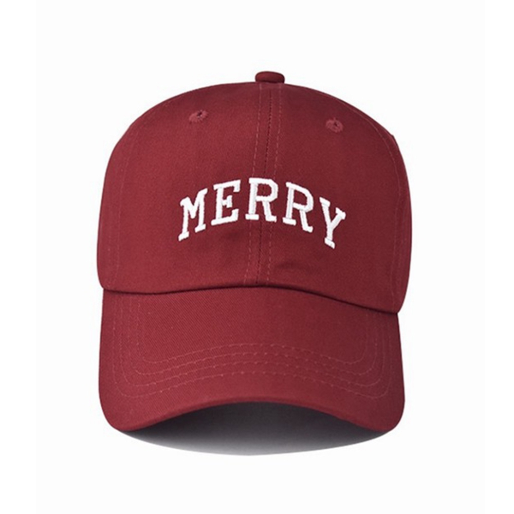 Cotton Adjustable Embroidered Merry Xmas  Baseball Hats