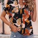  Womens Tshirts V Neck Short Sleeve Tops Tee Floral Print Blouse