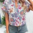  Womens Tshirts V Neck Short Sleeve Tops Tee Floral Print Blouse