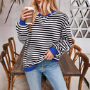  Women Striped Oversized Sweatshirt Color Block Crew Neck Long Sleeve Shirt Casual Pullover Top Fall Y2K Clothes