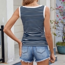  Sleeveless Crewneck Striped Tank Tops