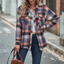 Orange Small  Plaid Chest Pocket Button Front Shirt