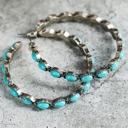  Sky Blue Turquoise Big Circle C-shaped Earrings