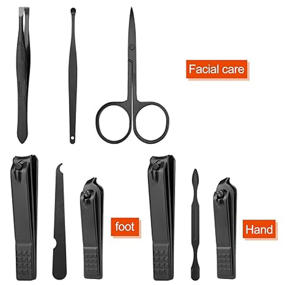 Manicure Set Manicure Pedicure Kit Nail Grooming Kit for Men, 7 in 1 Travel Nail Kit Men Nail Clipper Set for Fingernail Toenail - Black