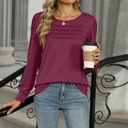  Womens Puff Long Sleeve Shirts Round Neck Ruffle Sleeve Tops Fall 