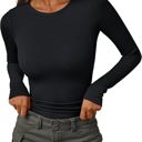  2PCS Womens Ribbed Shirts Crewneck Fitted Tops Casual Underscrubs Layer Slim Basic T-Shirts