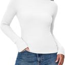  2PCS Womens Ribbed Shirts Crewneck Fitted Tops Casual Underscrubs Layer Slim Basic T-Shirts