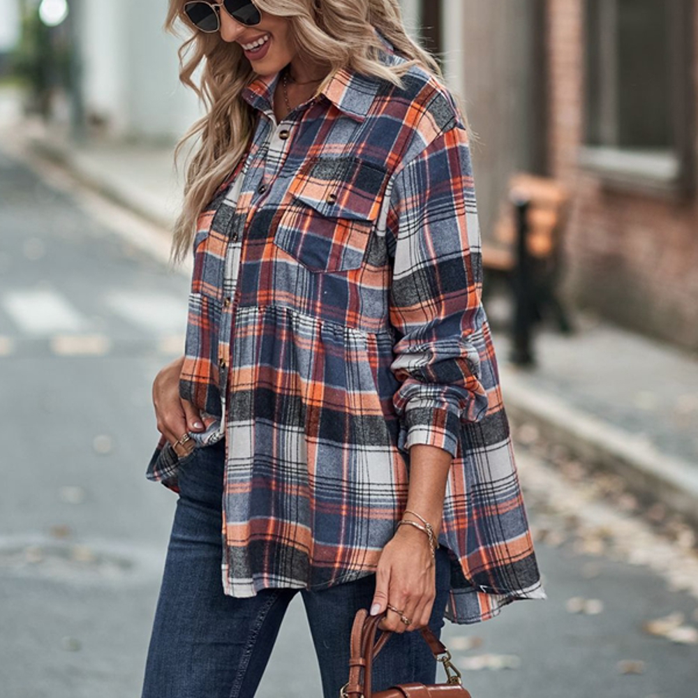  Plaid Chest Pocket Button Front Shirt