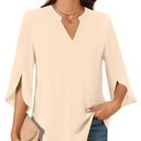  V neck 3/4 Sleeve Chic Shirt