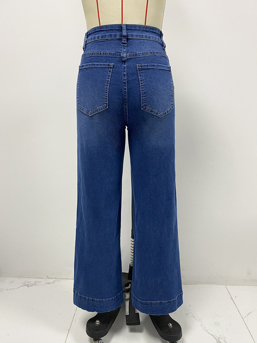 Wide Leg Pocketed High Waist Jeans