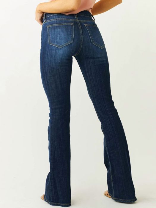 Women's Bell Bottom Jeans Stretchy Mid Rise Flare Jeans Denim Pants